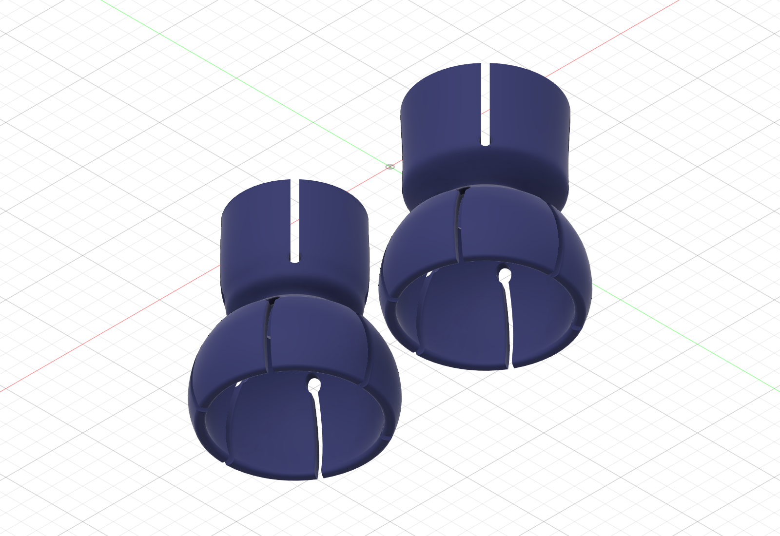 Fusion render of the Optim BallBack golf ball pickup attachment in standard and jumbo sizes